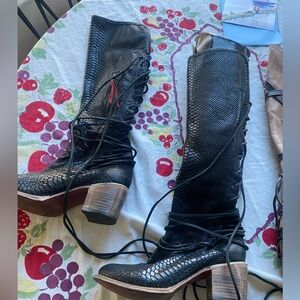 Freebird Snakeskin Coal Boots 12